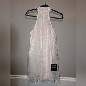 Lulus Sheer Halter Dress With Pearls
